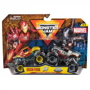 Monster Jam, Marvel Iron Man Vs. War Machine oficial camiones monstruo de fundición, escala 1:64, juguete para niños y niñas a partir de 3 años
