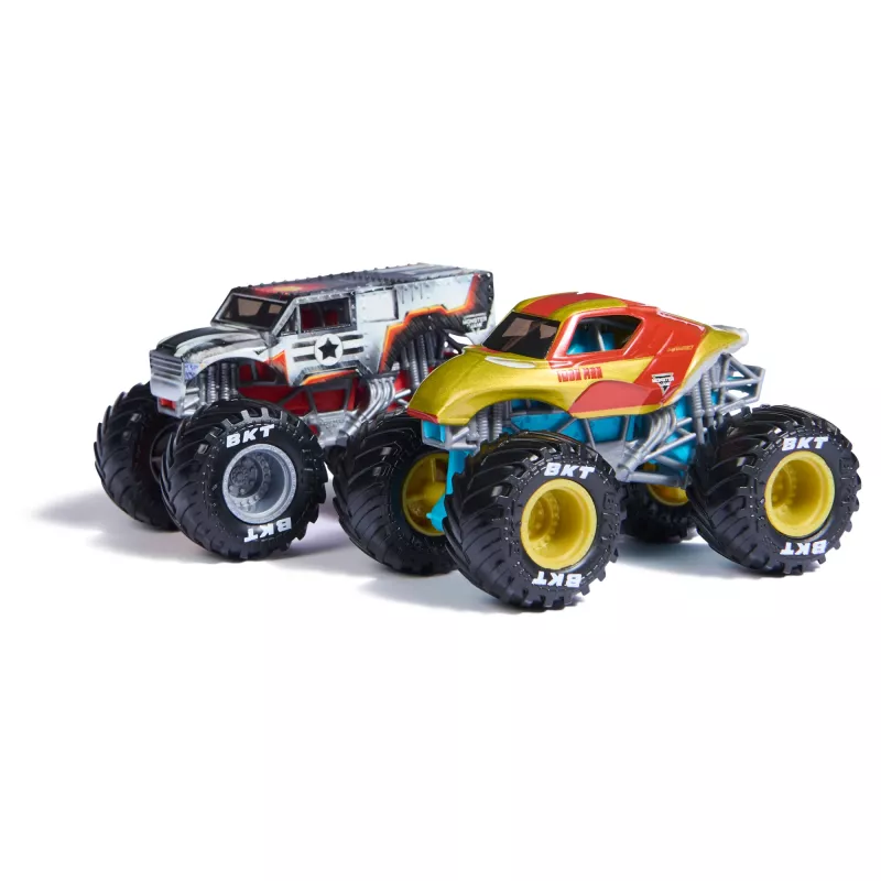 Monster Jam, Marvel Iron Man Vs. War Machine oficial camiones monstruo de fundición, escala 1:64, juguete para niños y niñas a partir de 3 años