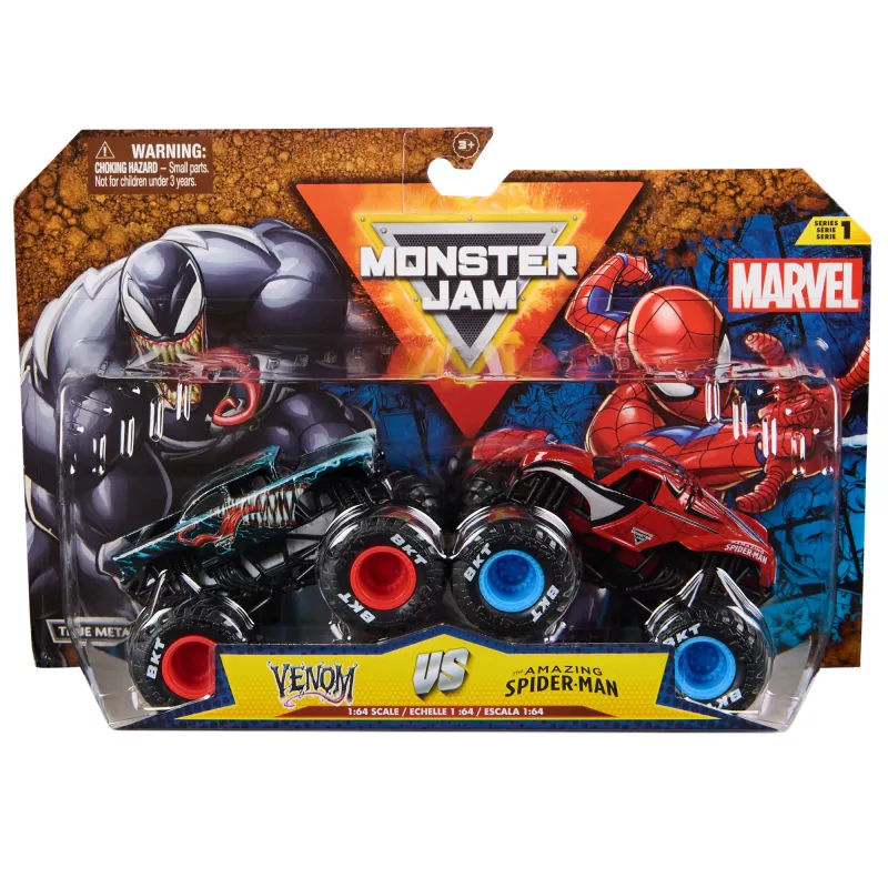 Monster Jam, Marvel Iron Man Vs. War Machine oficial camiones monstruo de fundición, escala 1:64, juguete para niños y niñas a partir de 3 años