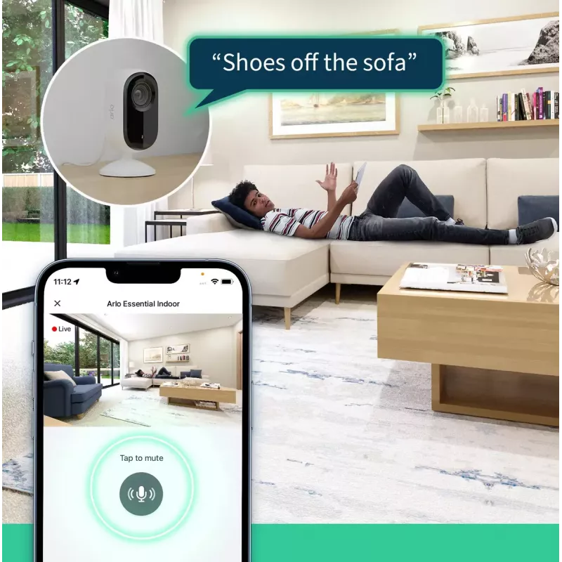 Cámara de seguridad IP Arlo Essential 2K Indoor Security Camera pack de 2 inalámbrica para interior
