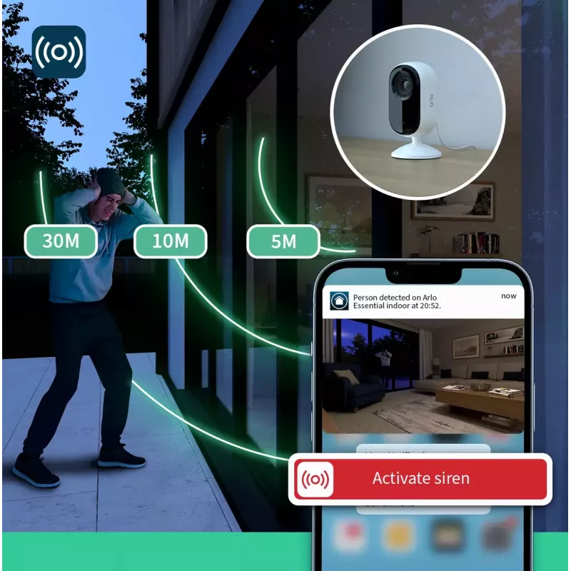 Cámara de seguridad IP Arlo Essential 2K Indoor Security Camera pack de 2 inalámbrica para interior