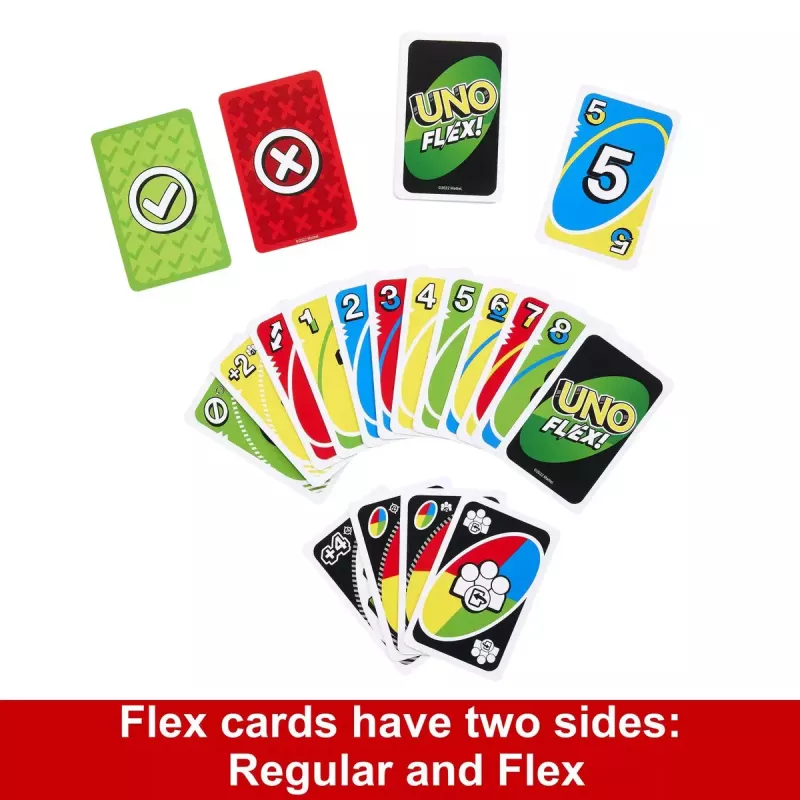 Juego de cartas MATTEL Games UNO Flex — juego de descarte, edad 7+