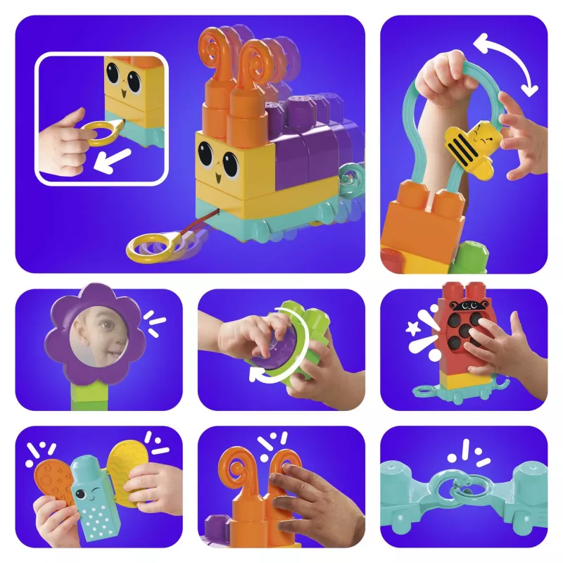 Set de construcción MEGA BLOKS Move 'n Groove Caterpillar de MATTEL — 30 piezas, plástico, multicolor, a partir de 1 año