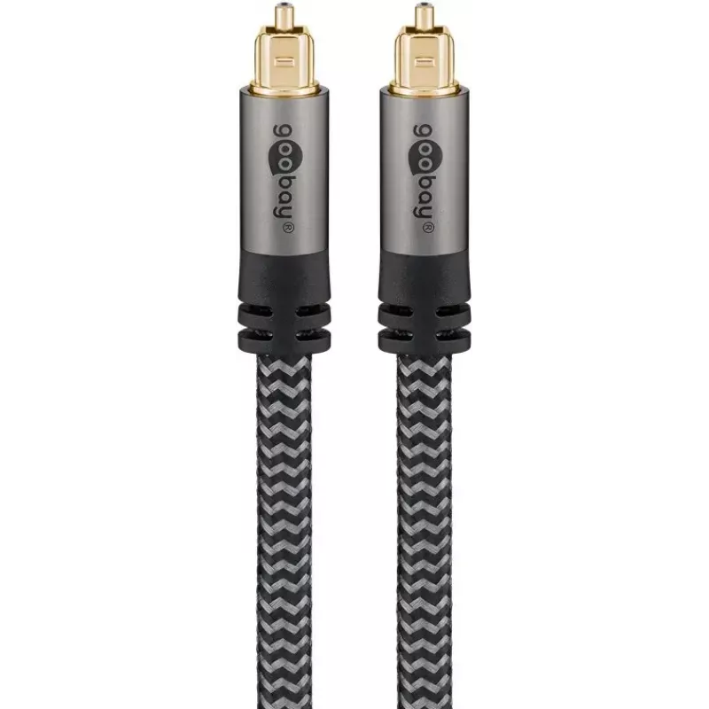 Cable de audio óptico digital WENTRONIC Goobay 65305 TOSLINK a TOSLINK 2 m, cobre, contactos dorados, negro/plata