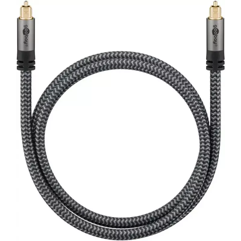 Cable de audio óptico digital WENTRONIC Goobay 65305 TOSLINK a TOSLINK 2 m, cobre, contactos dorados, negro/plata