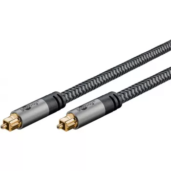 Cable de audio óptico digital WENTRONIC Goobay 65305 TOSLINK a TOSLINK 2 m, cobre, contactos dorados, negro/plata