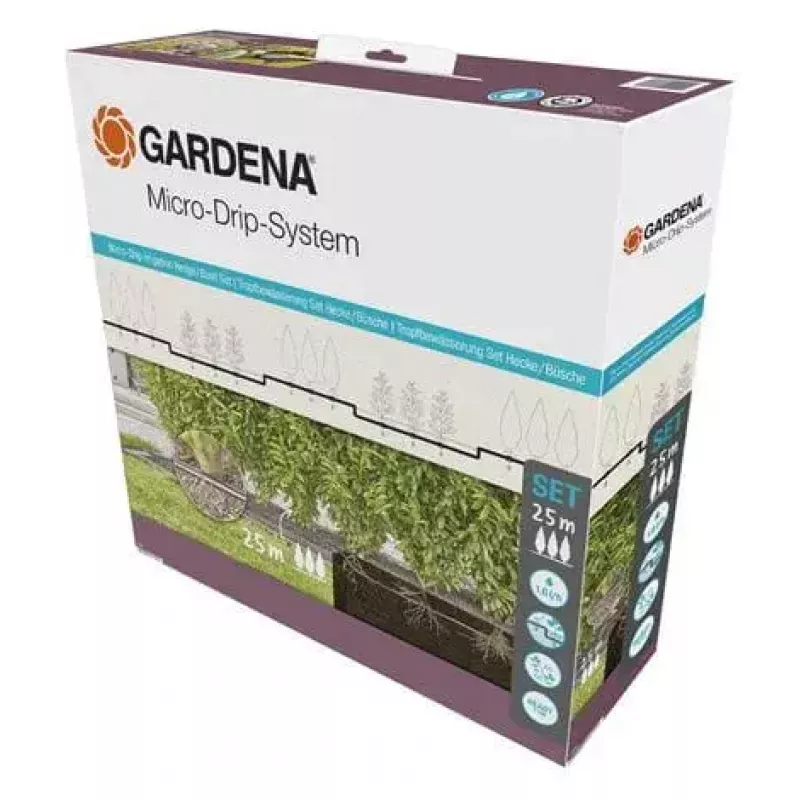 Gardena Micro-Drip-System tubo de goteo para arbustos y setos, 1,6 l/h, 25 m, negro (13503-20)