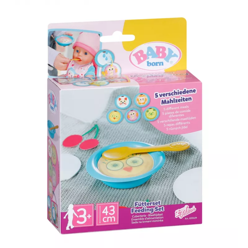 BABY born set de alimentación – accesorio de alimentación para muñecos con imágenes de comidas activadas por agua