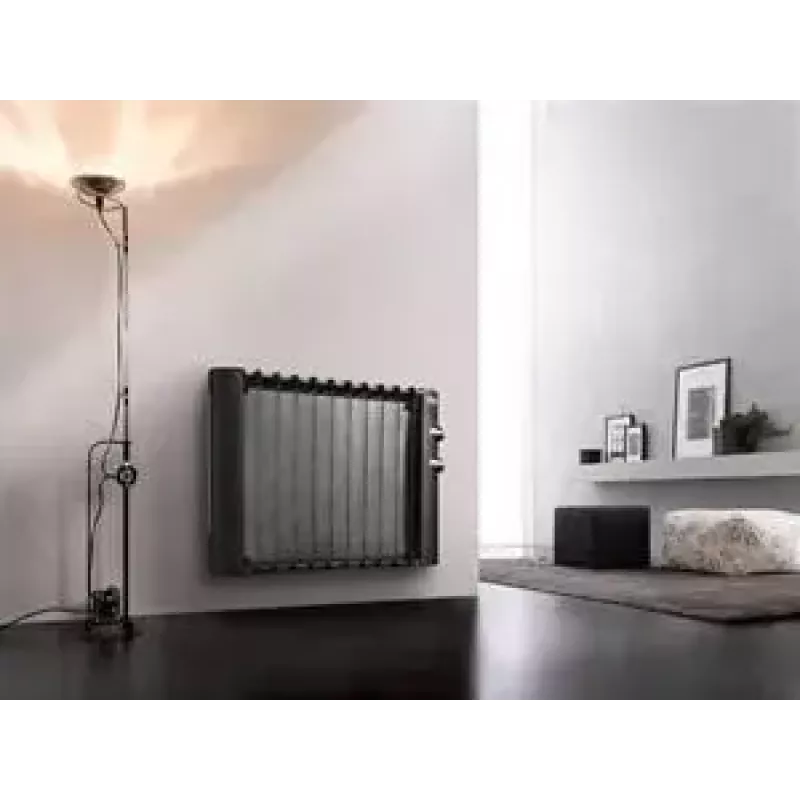 Radiador De’Longhi HMP 1000, elemento de mica, 1000 W, negro, instalación en suelo, para estancias de hasta 60 m³