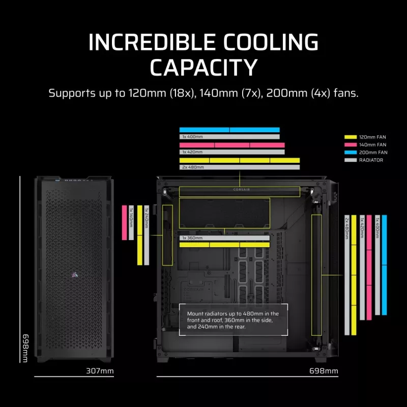 Caja para PC CORSAIR – 9000D RGB Airflow Super Full-Tower