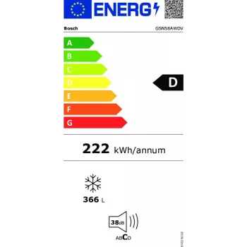 Bosch Serie 6 GSN58AWDV congelador congelador vertical independiente 366 L blanco