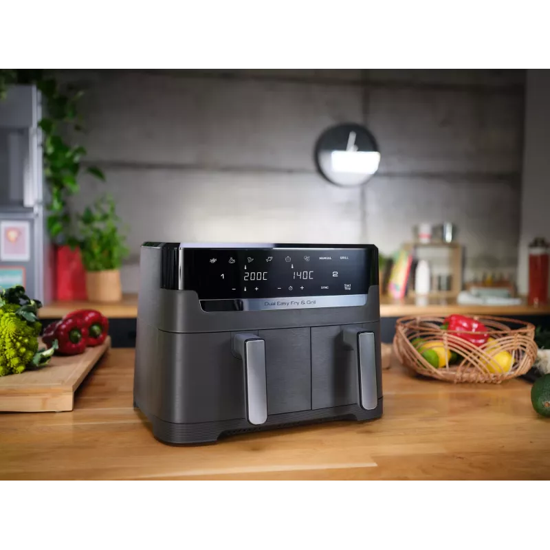 Tefal Dual Easy Fry & Grill EY905B freidora de aire doble de 8,3 L de pie 2700 W gris