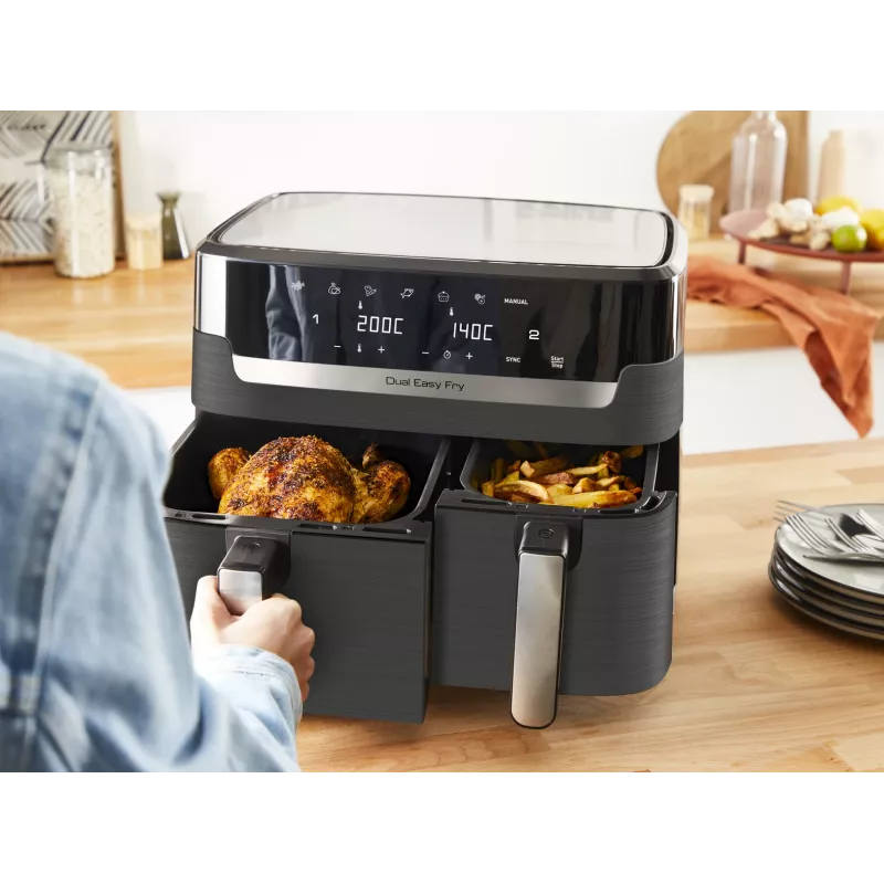 Tefal Dual Easy Fry & Grill EY905B freidora de aire doble de 8,3 L de pie 2700 W gris