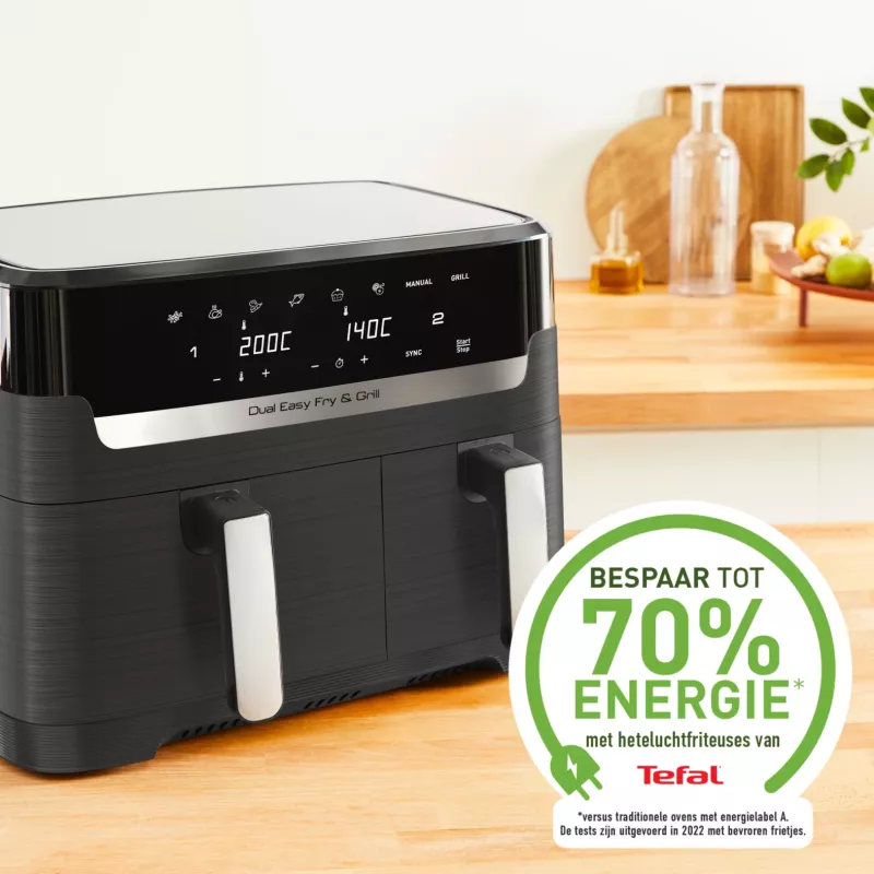 Tefal Dual Easy Fry & Grill EY905B freidora de aire doble de 8,3 L de pie 2700 W gris