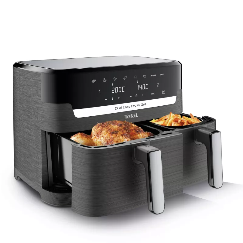 Tefal Dual Easy Fry & Grill EY905B freidora de aire doble de 8,3 L de pie 2700 W gris