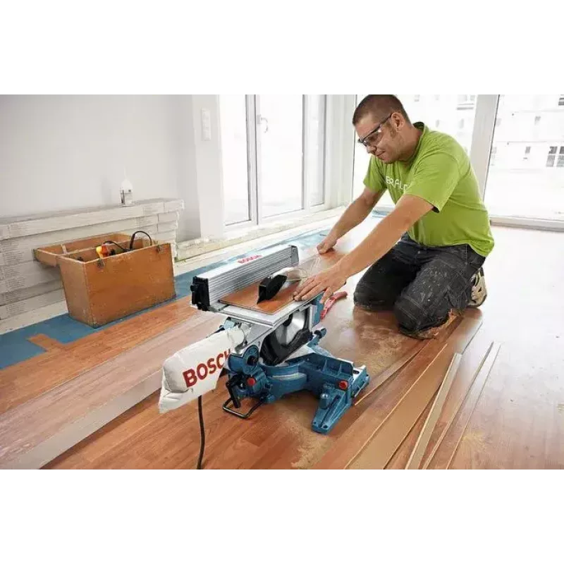 Bosch GTM 12 JL Professional + GTA 2600 0615990EU2 sierra combinada ingletadora con mesa de trabajo, 1800 W, hoja de 305 mm, azul/plata