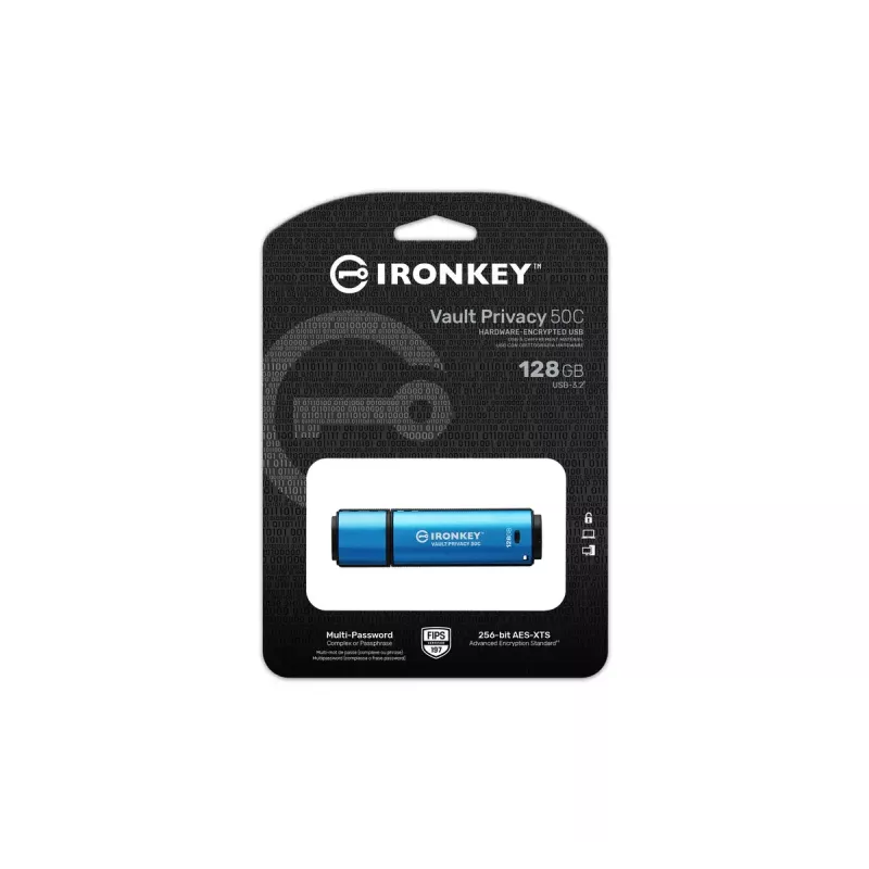 Kingston Technology IronKey 128GB USB-C Vault Privacy 50C AES-256 cifrado, FIPS 197