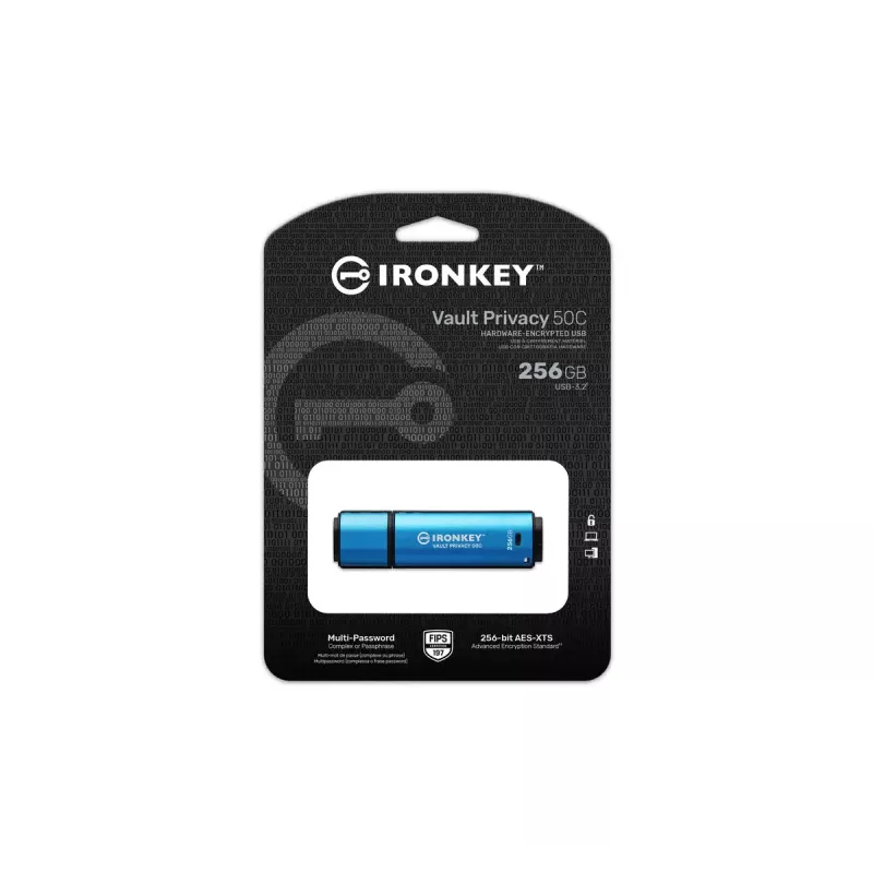 Kingston Technology IronKey 256 GB USB-C Vault Privacy 50C AES-256 cifrado, FIPS 197