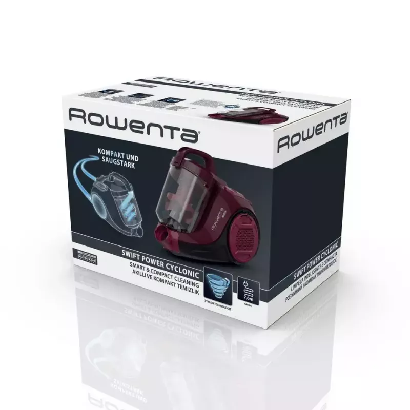 Aspirador de suelo ROWENTA Swift Power RO2933 — 750 W, sin bolsa, burdeos/negro, 4,87 kg
