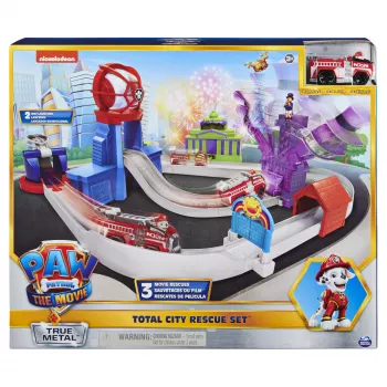 PAW Patrol, True Metal Total City Rescue Movie Track Set con vehículo Marshall exclusivo, escala 1:55, juguete para niños a partir de 3 años