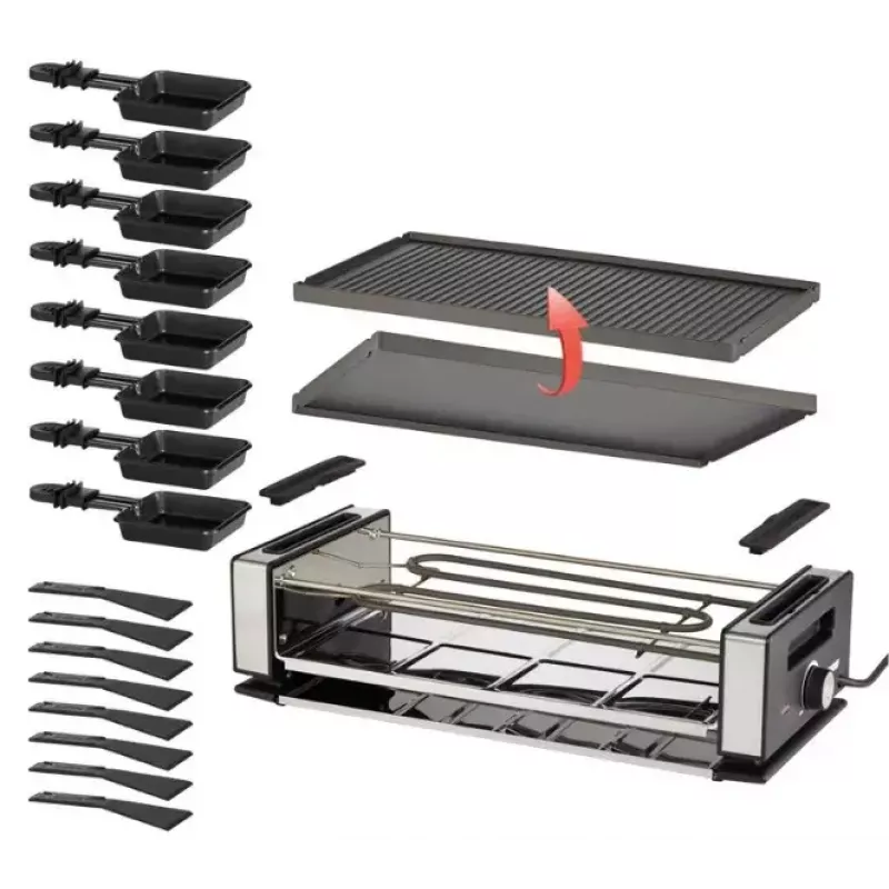 Unold 48730 raclette y grill 8 persona(s) 1200 W negro, acero inoxidable