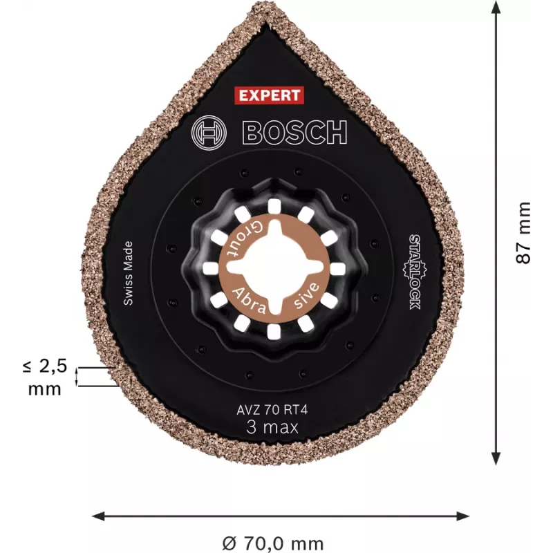Removedor de mortero Expert AVZ 70 RT4 Grout + Abrasive, Ø 70mm, hoja de sierra 10 unidades, Carbide-RIFF, ancho de corte 2,5mm