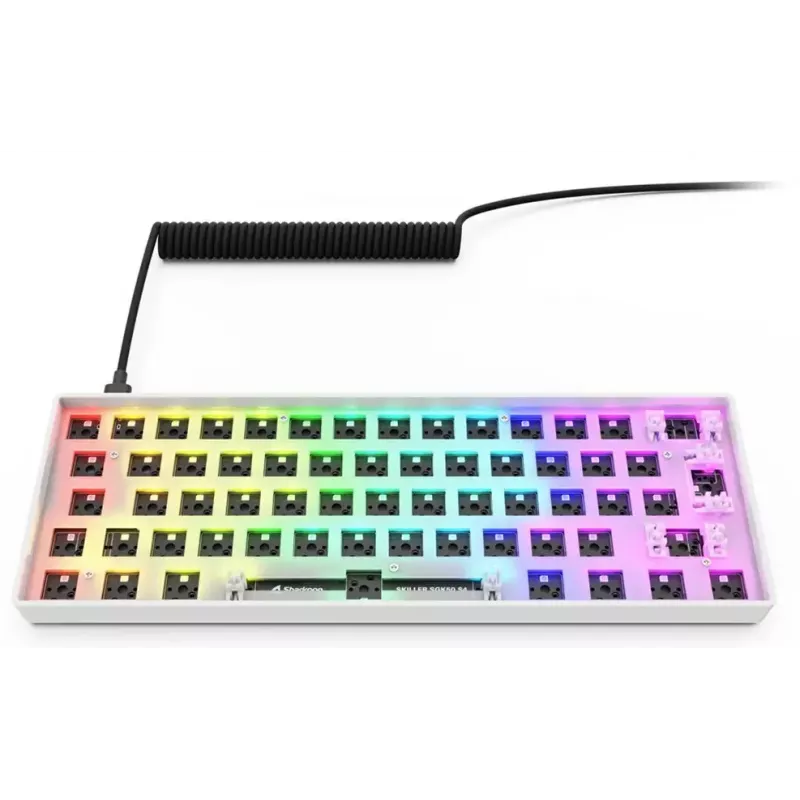 Teclado compacto 60 % con cable Sharkoon SKILLER SGK50 S4 — distribución QWERTZ, iluminación RGB, USB, cable de 1,5 m, blanco