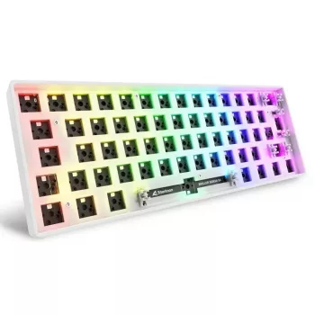 Teclado compacto 60 % con cable Sharkoon SKILLER SGK50 S4 — distribución QWERTZ, iluminación RGB, USB, cable de 1,5 m, blanco