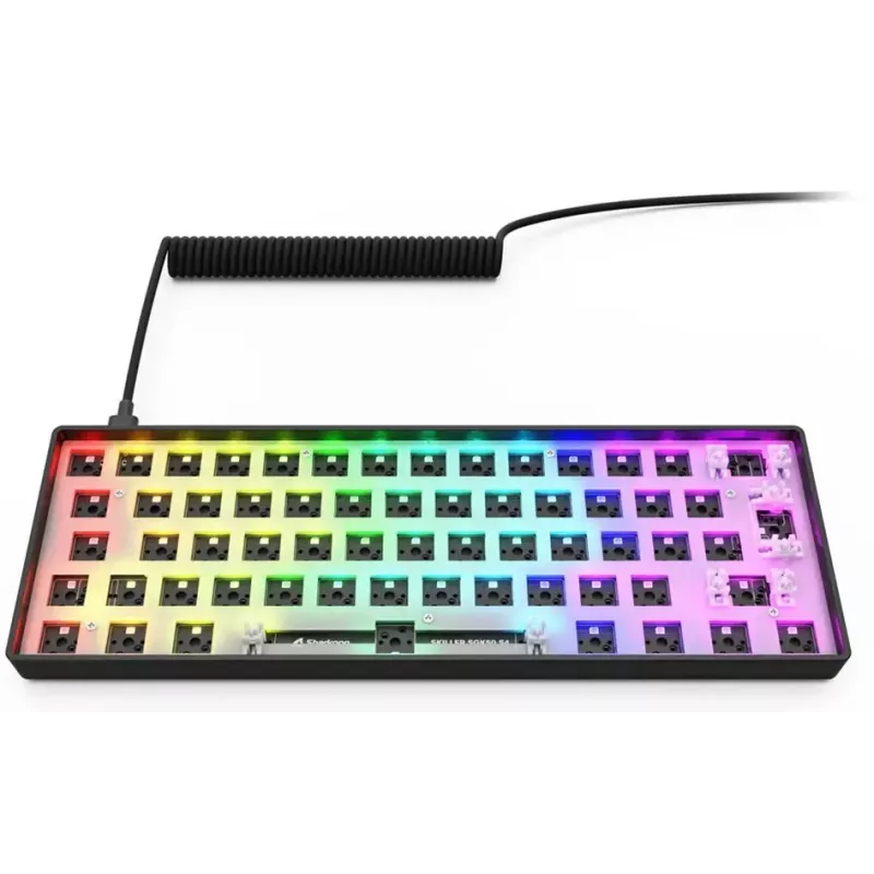 Teclado mecánico compacto 60 % Sharkoon SKILLER SGK50 S4 — USB con cable, distribución QWERTY alemana, retroiluminación RGB, cable de 1,5 m, negro