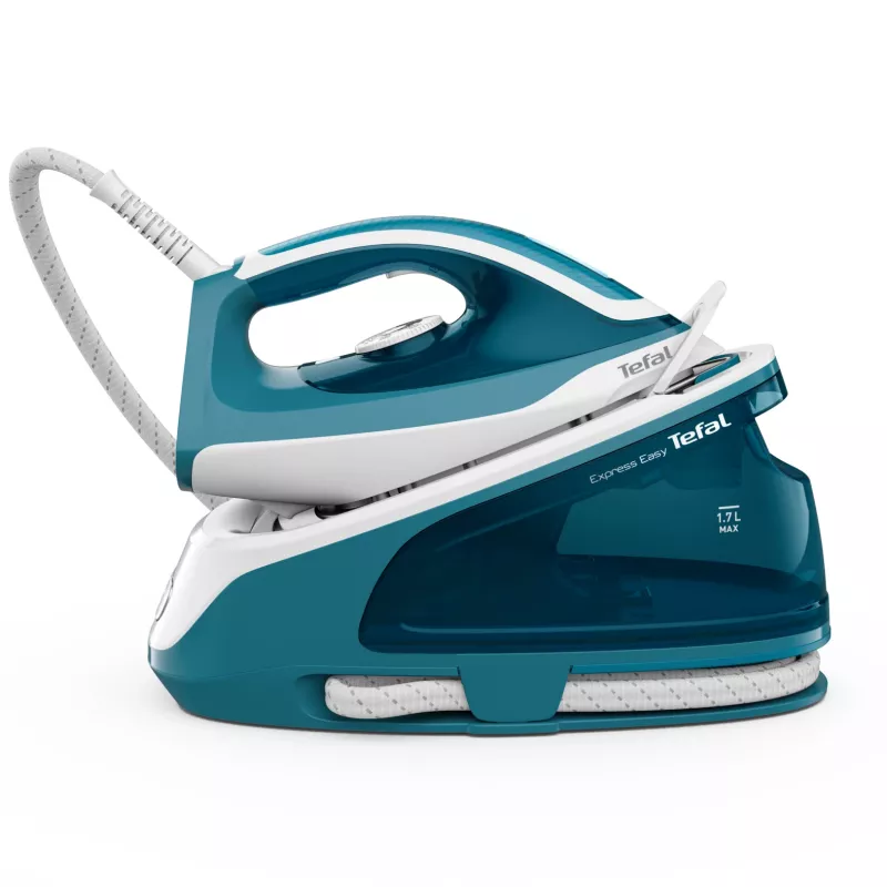Tefal Express Easy SV6131E0 centro de planchado a vapor, 5,8 bar, 120 g/min, golpe de vapor de 350 g/min, 1,7 l, apagado automático, blanco/turquesa