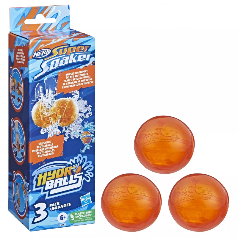 Nerf Super Soaker Hydro Balls pack de 3, bolas reutilizables rellenables de agua