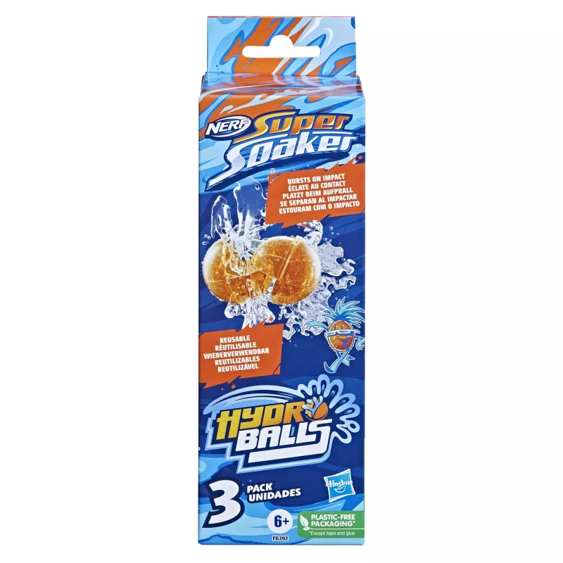 Nerf Super Soaker Hydro Balls pack de 3, bolas reutilizables rellenables de agua