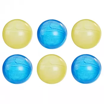 Globos de agua HASBRO Nerf Super Soaker Hydro Balls — depósito de agua incorporado, 6 uds., plástico, azul/amarillo, edad 6+