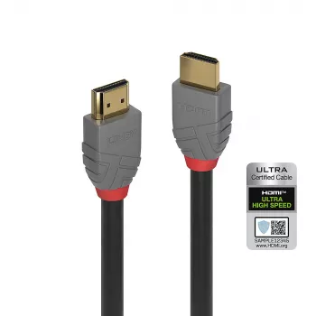 Lindy Cable HDMI Ultra High Speed de 3 m, Anthra Line, 3 m, HDMI Type-A (estándar), HDMI Type-A (estándar), 3D, 48 Gbit/s, Negro