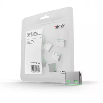 Lindy Bloqueador de puerto USB (sin llave) – Paquete de 10, código de color: Verde
