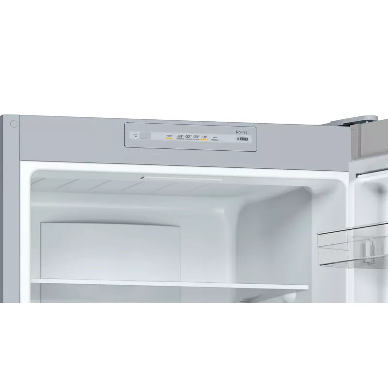 Bosch Serie 2 KGN33NLEB frigorífico combi, libre instalación, 279 l, No Frost, E, acero inoxidable
