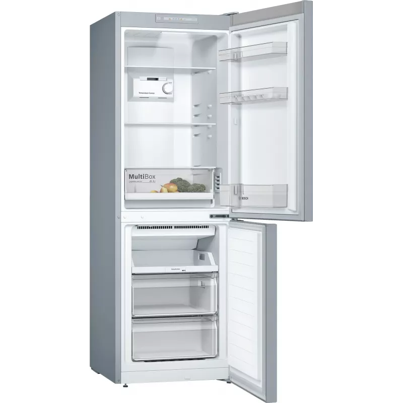 Bosch Serie 2 KGN33NLEB frigorífico combi, libre instalación, 279 l, No Frost, E, acero inoxidable