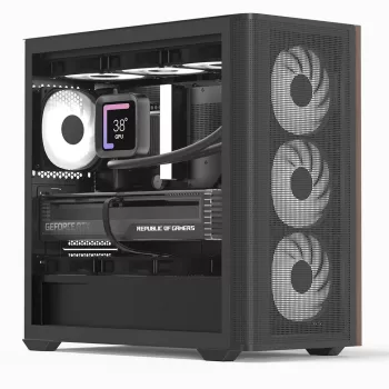PC mini torre Aerocool D301A negro madera fuente de alimentación ATX