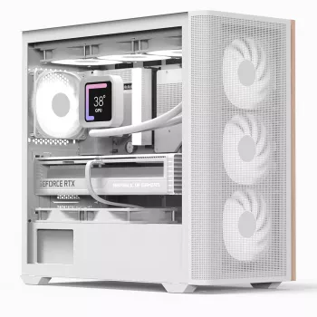 Aerocool D301A mini torre blanca, madera