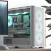 Aerocool D301A mini torre blanca, madera