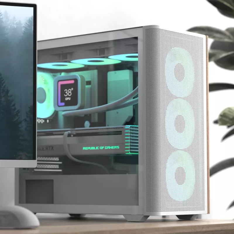 Aerocool D301A mini torre blanca, madera