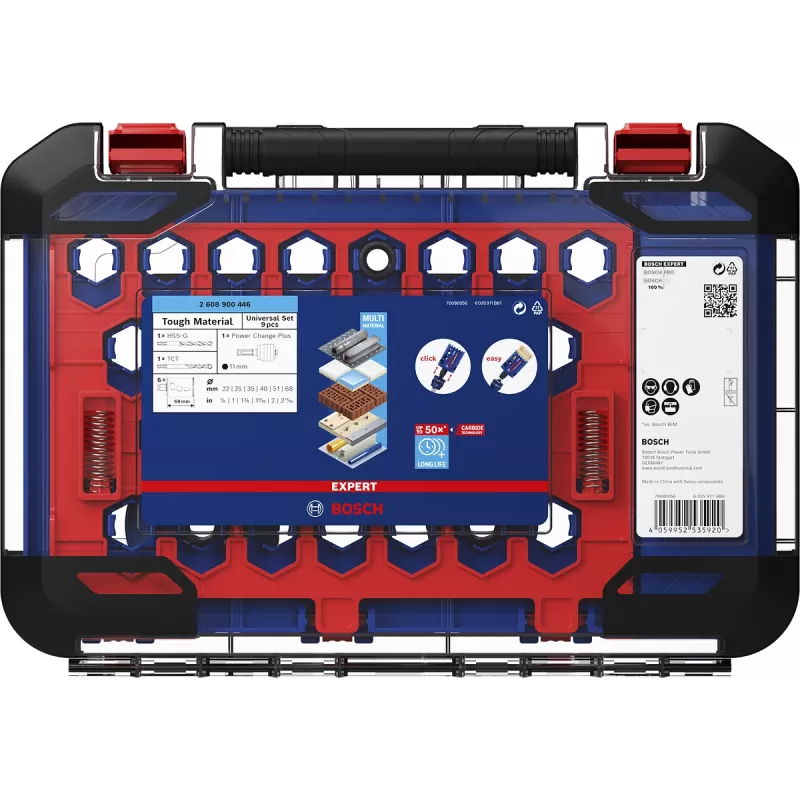 Bosch 2 608 900 447 Expert Tough Material juego de sierras de corona, 14 uds., 20–76 mm
