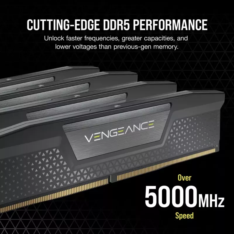 Memoria CORSAIR 64 GB – DDR5 (2x32 GB) DRAM 6600 MT/s CL32 kit de memoria – negra Vengeance