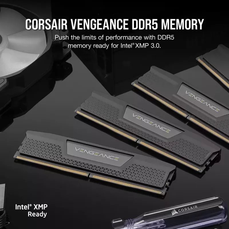 Memoria CORSAIR 64 GB – DDR5 (2x32 GB) DRAM 6600 MT/s CL32 kit de memoria – negra Vengeance