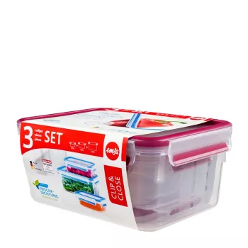 EMSA 508566 Fiambrera rectangular Set Transparente 3 uds.