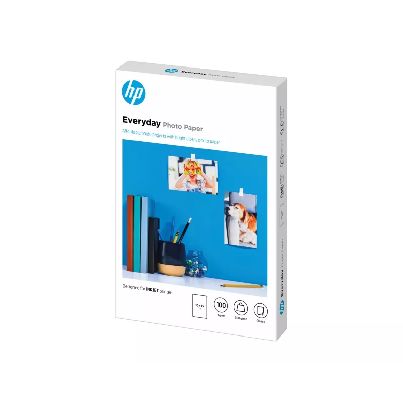 HP Papel fotográfico Everyday, brillante, 200 g/m², 10 x 15 cm (101 x 152 mm), 100 hojas