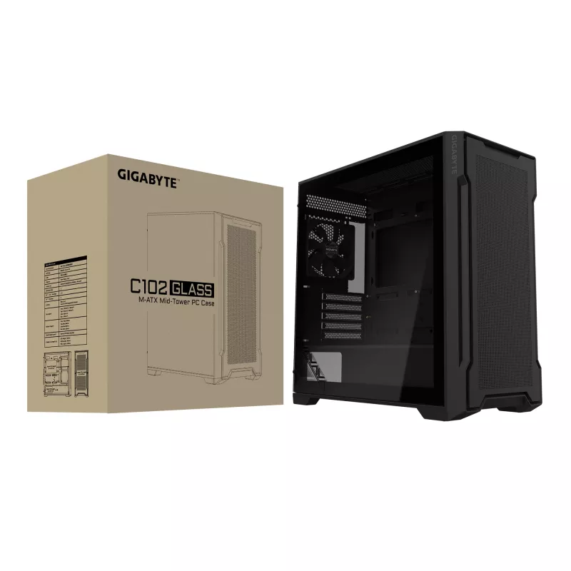 GIGABYTE C102 GLASS Torre Midi negra