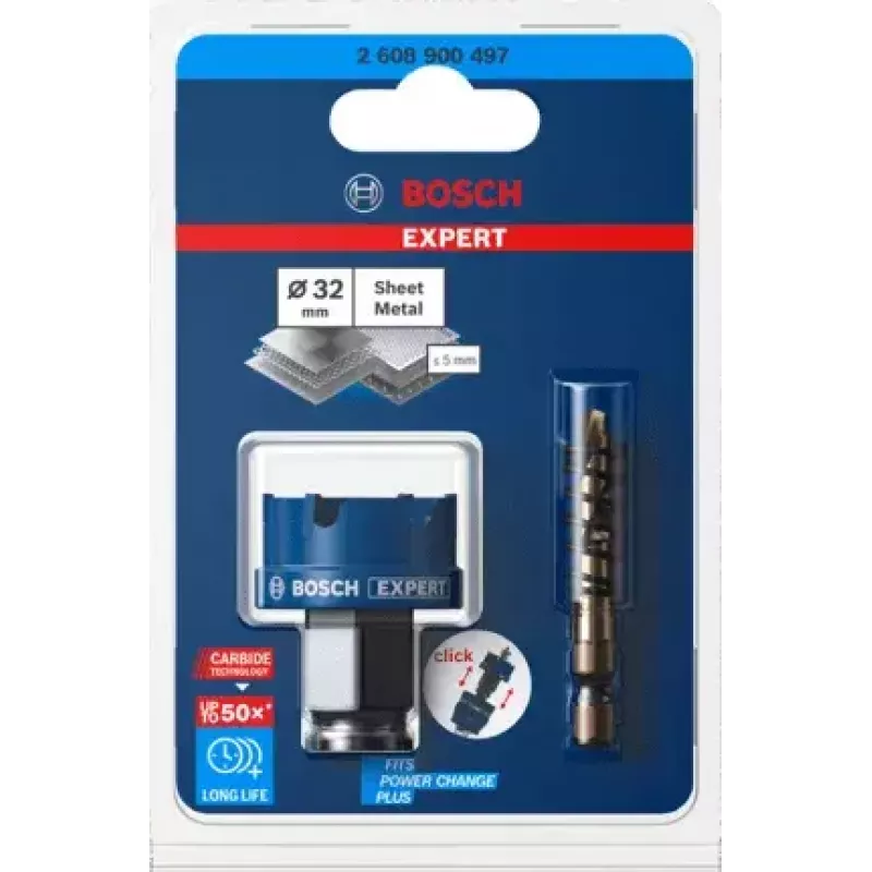 Bosch Expert Carbide SheetMetal 2608900497 sierra de corona, Ø 32 mm, profundidad de corte máx. 5 mm, para chapa, acero y acero inoxidable