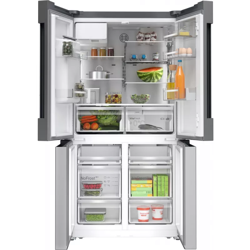 Bosch Serie 6 KFI96APEA frigorífico combi French Door, 574 l (375 l frigorífico + 199 l congelador), clase energética E, Home Connect, acero inoxidable cepillado