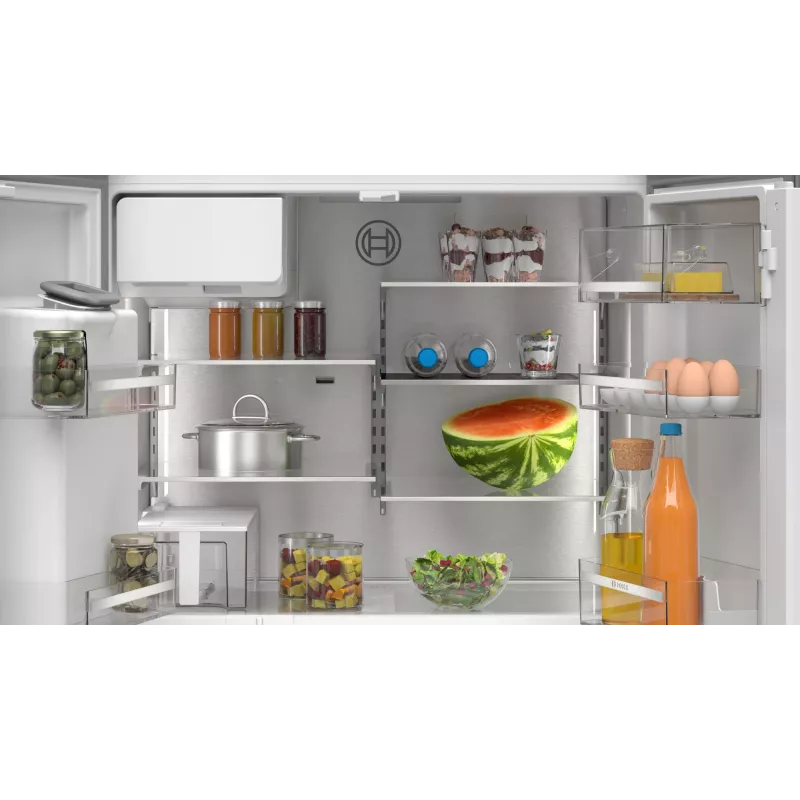 Bosch Serie 6 KFI96APEA frigorífico combi French Door, 574 l (375 l frigorífico + 199 l congelador), clase energética E, Home Connect, acero inoxidable cepillado